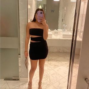 Black cut out mini dress